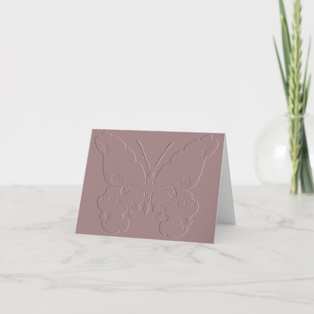 Mauve Embossed Butterfly note card (Front)