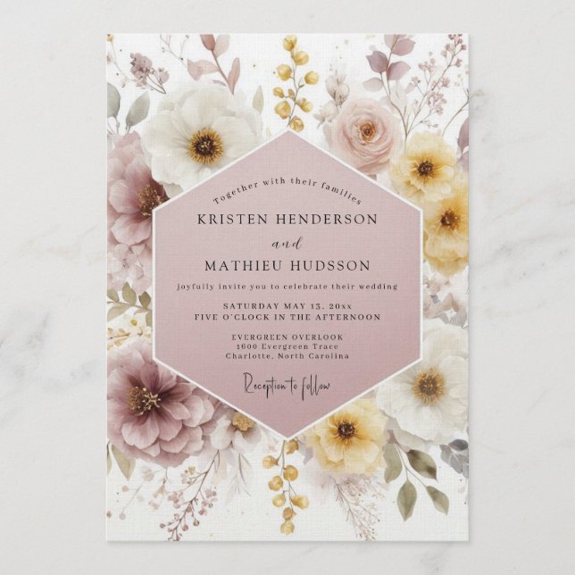 Mauve Ethereal Bohemian Wedding Invitation (Front)