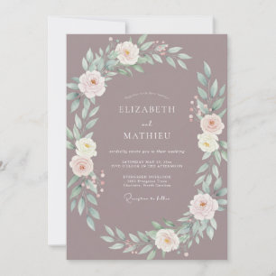 Mauve Floral Arch Wedding Invitation