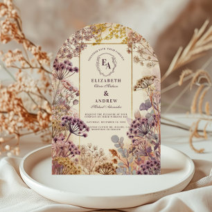 Mauve Floral Botanical Elegant Wedding Invitation