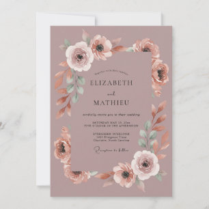 Mauve Floral Botanical Romance Wedding Invitation