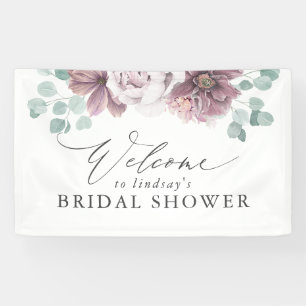 Mauve Floral Bridal / Baby Shower Welcome Banner