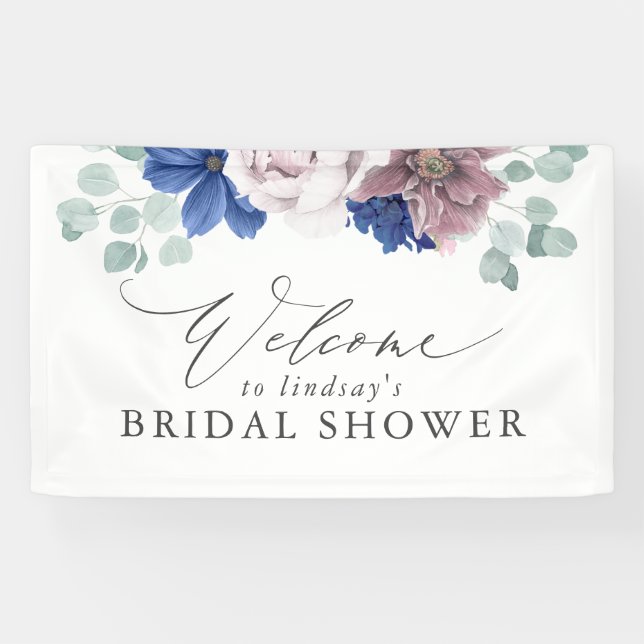 Mauve Floral Bridal / Baby Shower Welcome Banner (Horizontal)