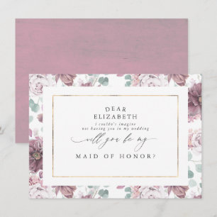 Mauve Floral Bridesmaid Maid of Honour Proposal Invitation