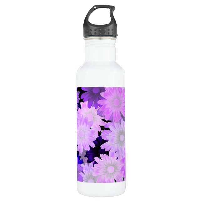 Mauve floral design 710 ml water bottle (Front)
