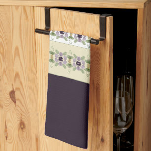 Mauve Floral Designed Tea Towel