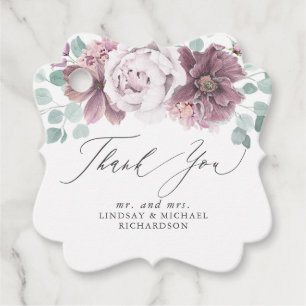 Mauve Floral Elegant Thank You Favour Tags