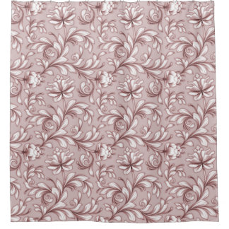 Mauve Floral Flourish Flowers Rose Neutral Shower Curtain