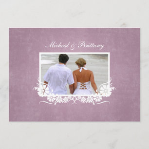 Mauve Floral Frame Wedding Engagement Announcement