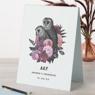 Mauve Floral Glam Gothic Owls Wedding