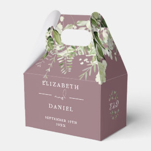 Mauve Floral Greenery Monogram Wedding Favour Box