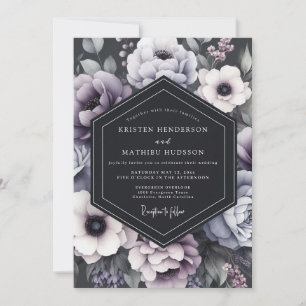 Mauve Floral Moody Romance Wedding Invitation