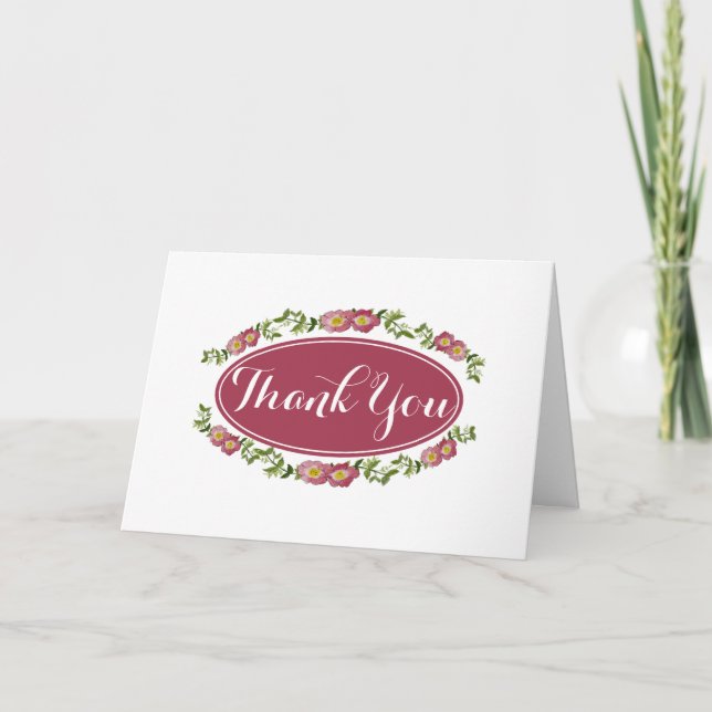 Mauve Floral Motif Thank You Any Occasion Card (Front)