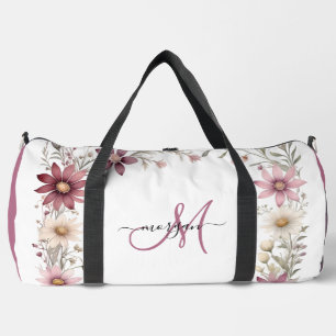 Mauve Floral Personalised Gym Duffel Bag
