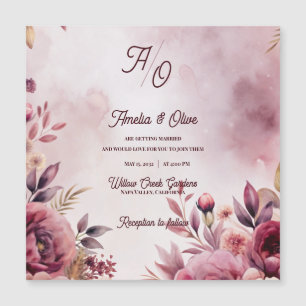 Mauve Floral Romantic Blush Wedding Invitation 