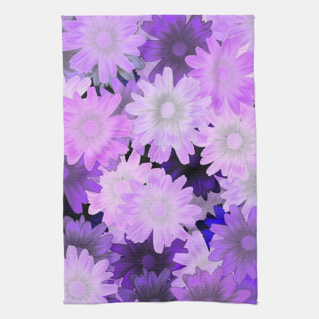 Mauve floral tea towel (Vertical)