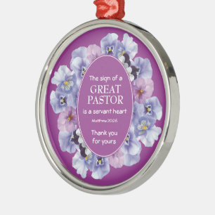 Mauve Floral THANK YOU Pastor Appreciation Metal Tree Decoration