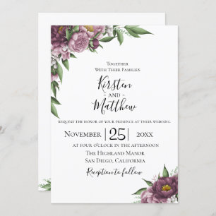 Mauve Floral Wedding Invitation