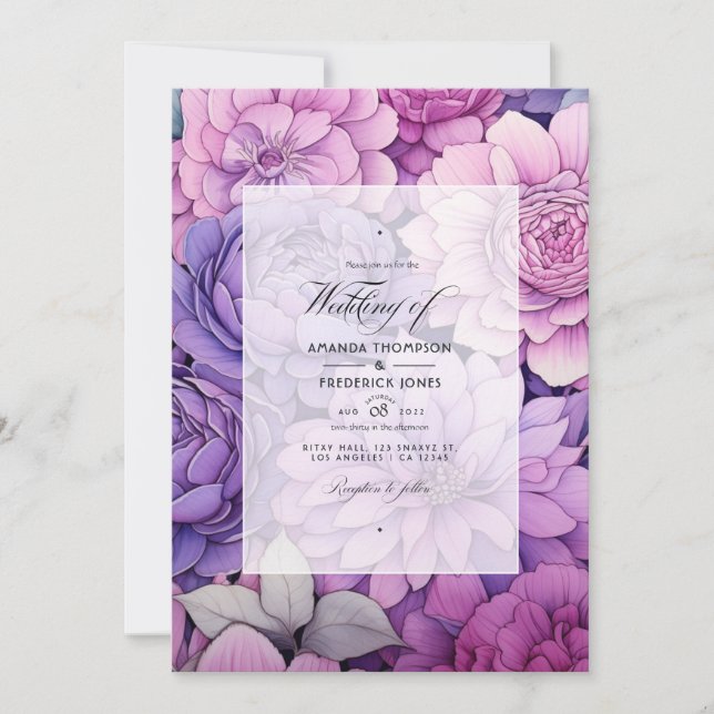 Mauve Floral Wedding Invitation (Front)