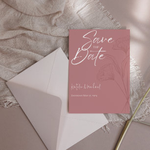 Mauve Floral Wedding Save The Date