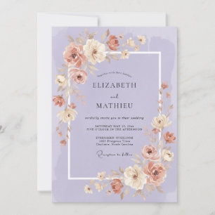 Mauve Floral Whimsical Wedding Invitation
