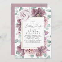 Mauve Flowers and Greenery Elegant Modern Birthday