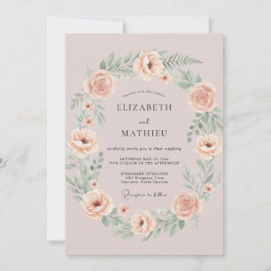 Mauve Gentle Blossom Wreath Wedding Invitation