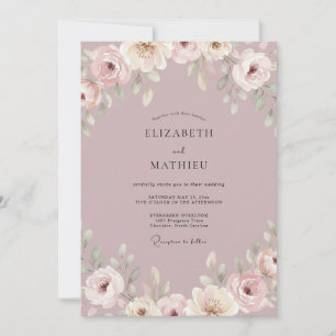Mauve Gentle Botanical Wedding Invitation