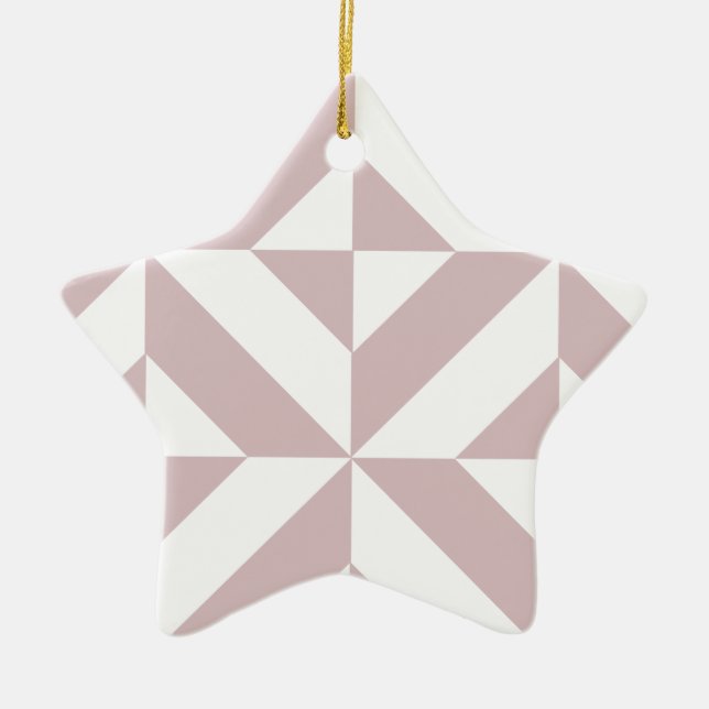 Mauve Geometric Deco Cube Pattern Ceramic Tree Decoration (Front)