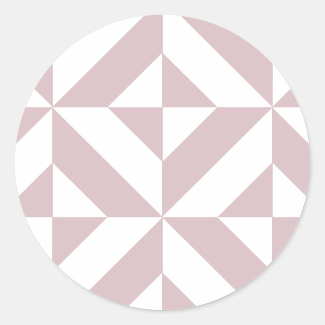 Mauve Geometric Deco Cube Pattern Classic Round Sticker (Front)