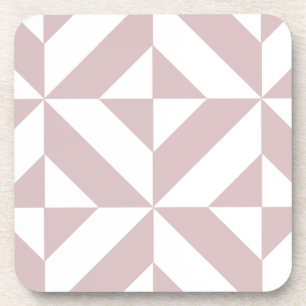 Mauve Geometric Deco Cube Pattern Coaster