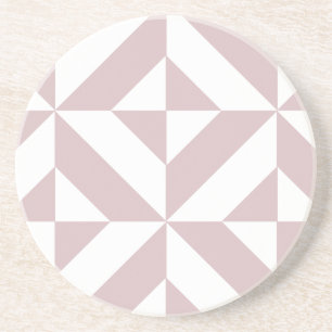 Mauve Geometric Deco Cube Pattern Coaster