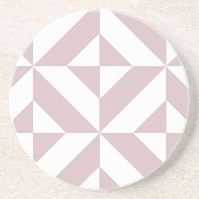 Mauve Geometric Deco Cube Pattern Coaster (Front)