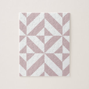 Mauve Geometric Deco Cube Pattern Jigsaw Puzzle