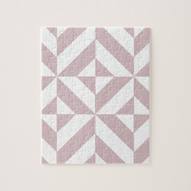 Mauve Geometric Deco Cube Pattern Jigsaw Puzzle (Vertical)