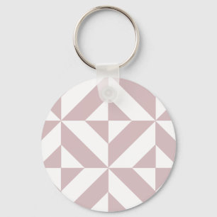 Mauve Geometric Deco Cube Pattern Key Ring
