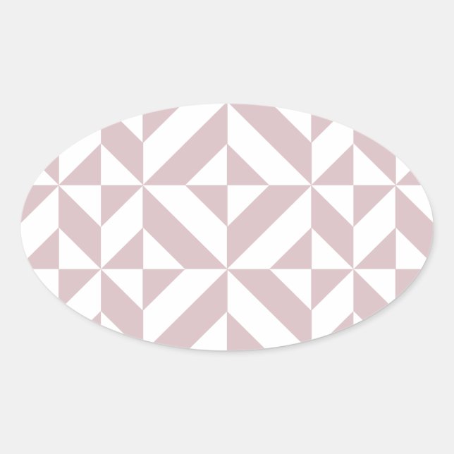 Mauve Geometric Deco Cube Pattern Oval Sticker (Front)