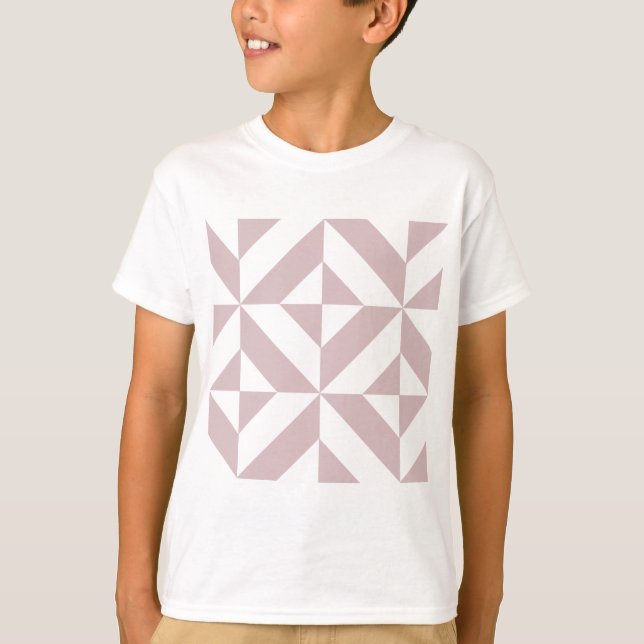 Mauve Geometric Deco Cube Pattern T-Shirt (Front)