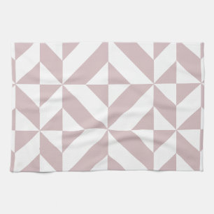 Mauve Geometric Deco Cube Pattern Tea Towel