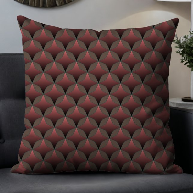 Mauve Geometric Modern Abstract Pattern in Brown Cushion (Creator Uploaded)