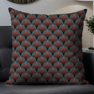 Mauve Geometric Modern Abstract Pattern in Teal Cushion