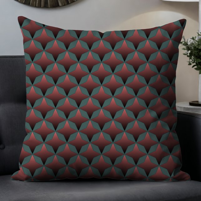 Mauve Geometric Modern Abstract Pattern in Teal Cushion (Creator Uploaded)