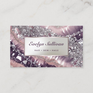 Mauve glitter marble business card