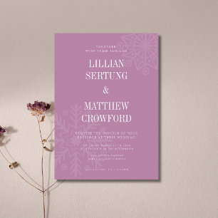 Mauve & Gold Clean Snowflake Winter Wedding Invitation