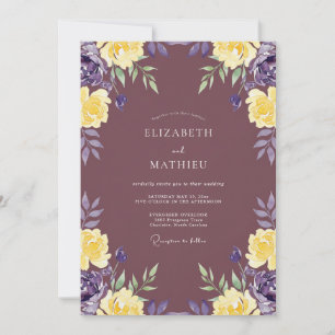 Mauve Gold Garland Wedding Invitation