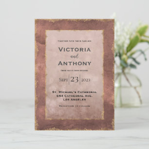 Mauve Gold Modern Wedding Invitation