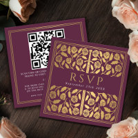 Mauve Gold Sword Royal Wedding RSVP QR Code