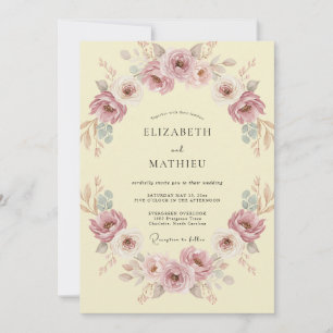 Mauve Graceful Vintage Wedding Invitation