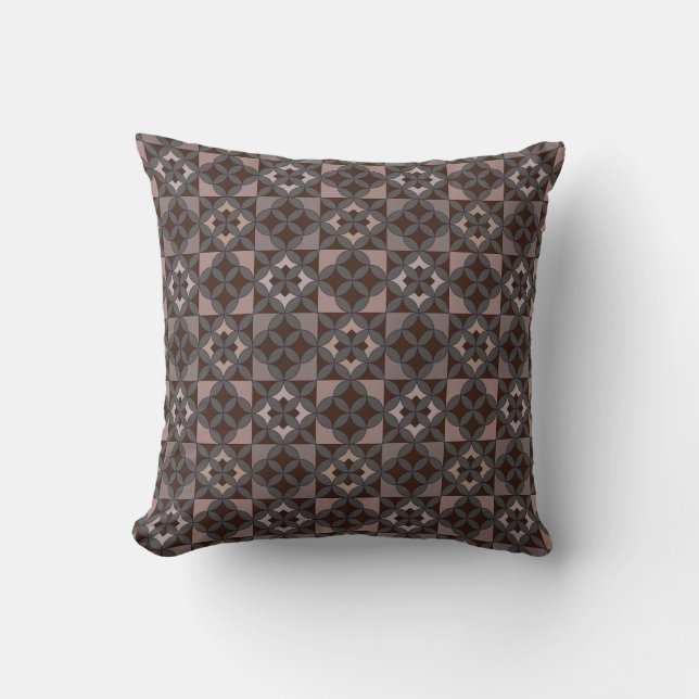 Mauve & Graphite Pattern Throw Pillow  (Front)