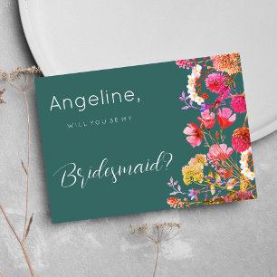 Mauve green orange pink yellow summer Bridesmaid Invitation
